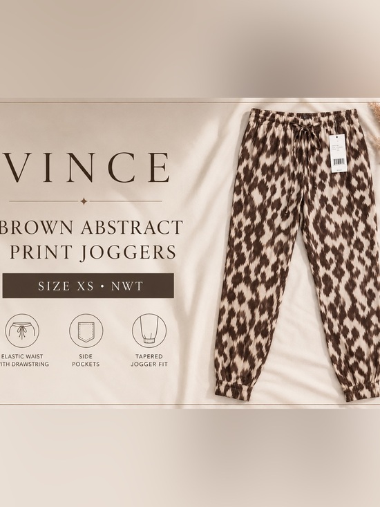 Vince Pants - Vince Abstract Brown & Beige Joggers